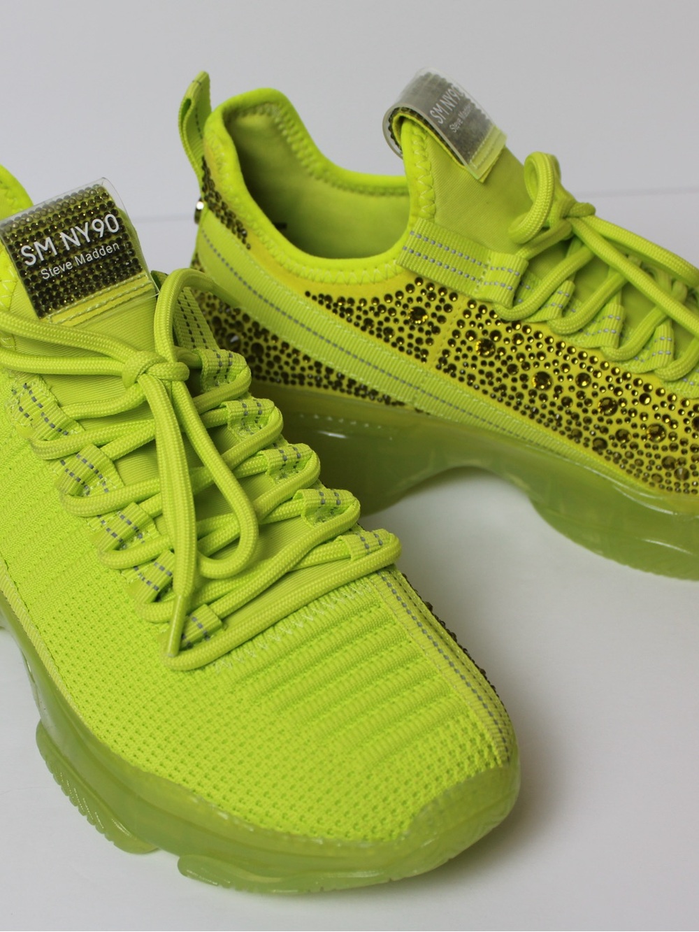 Steve Madden Maxima Womens 8.5 Lime Green Rhinstone Sneakers